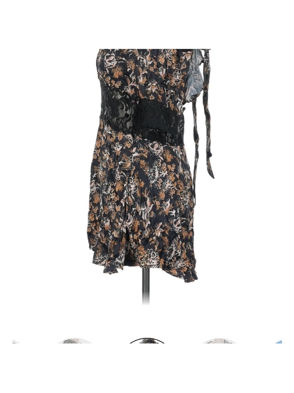 Free People Lucie Mini Dress Black Floral Lace Open Back Boho Size 2 NWT - Picture 8 of 12